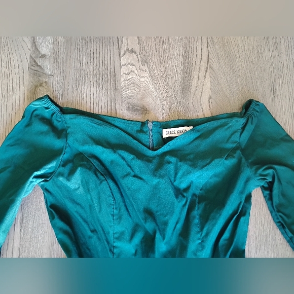 Grace Karin Off Shoulder Fit & Flare Teal Green Midi Dress – Women’s M - Picture 3 of 9